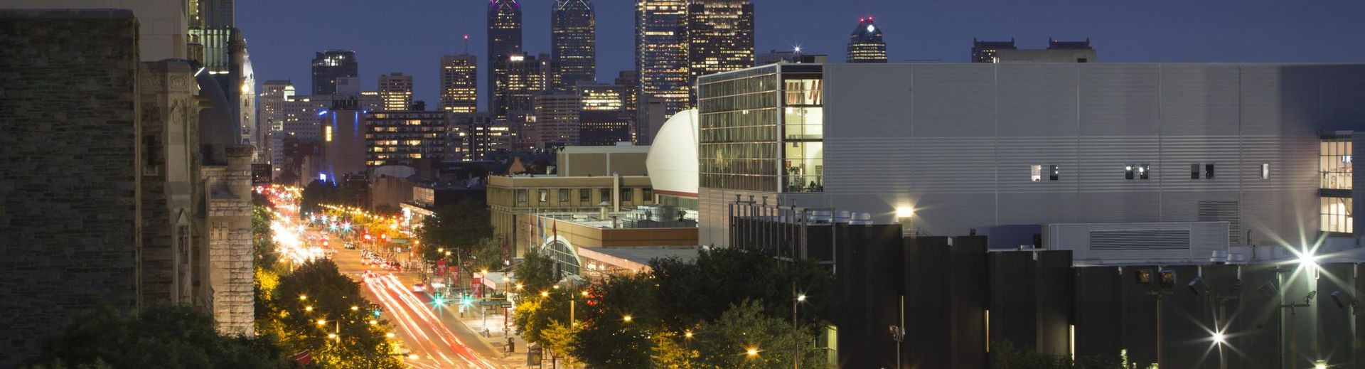 Philadelphia Skyline at night from Temple University