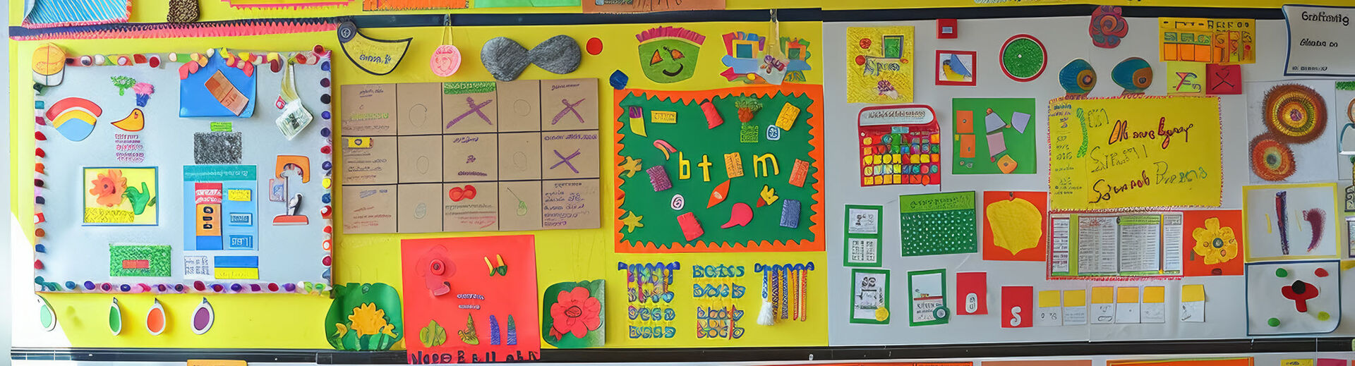 classroom board with bright colors