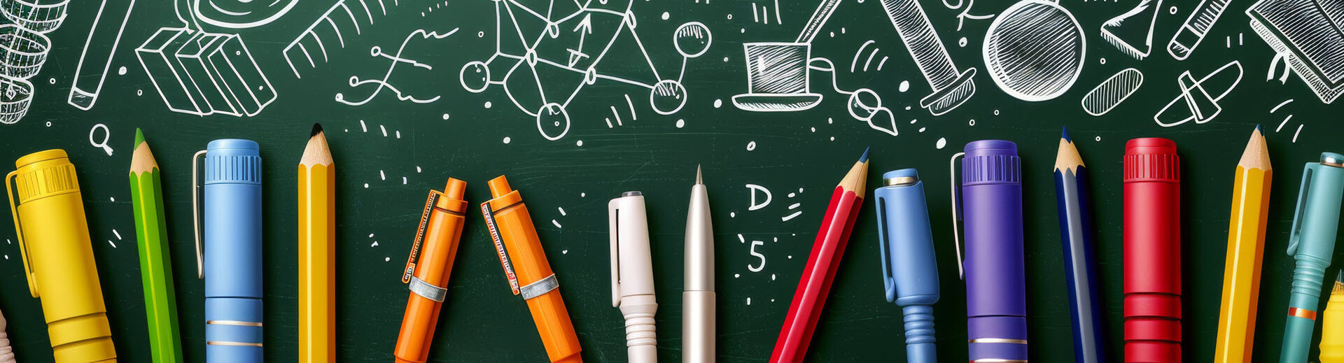 school materials and icons
