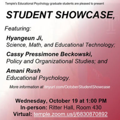 Student Showcase - Wednesday, October 19 at 1 p.m.