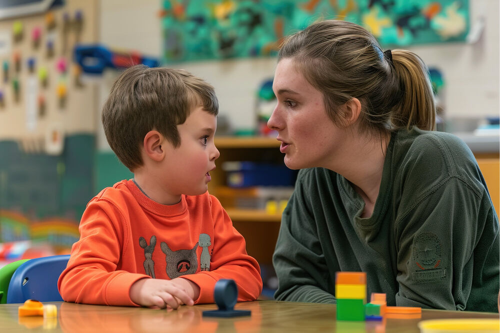 Teacher working with student