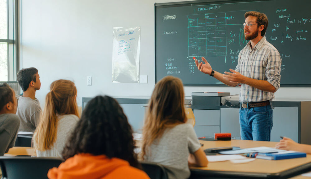 male teacher in classroom