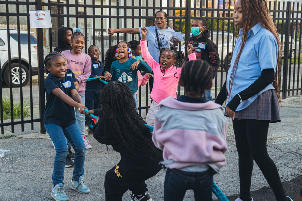 children playing in schoolyard