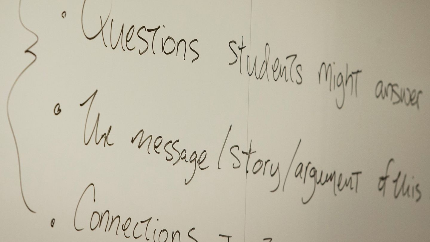 Questions on a White Board in Classroom