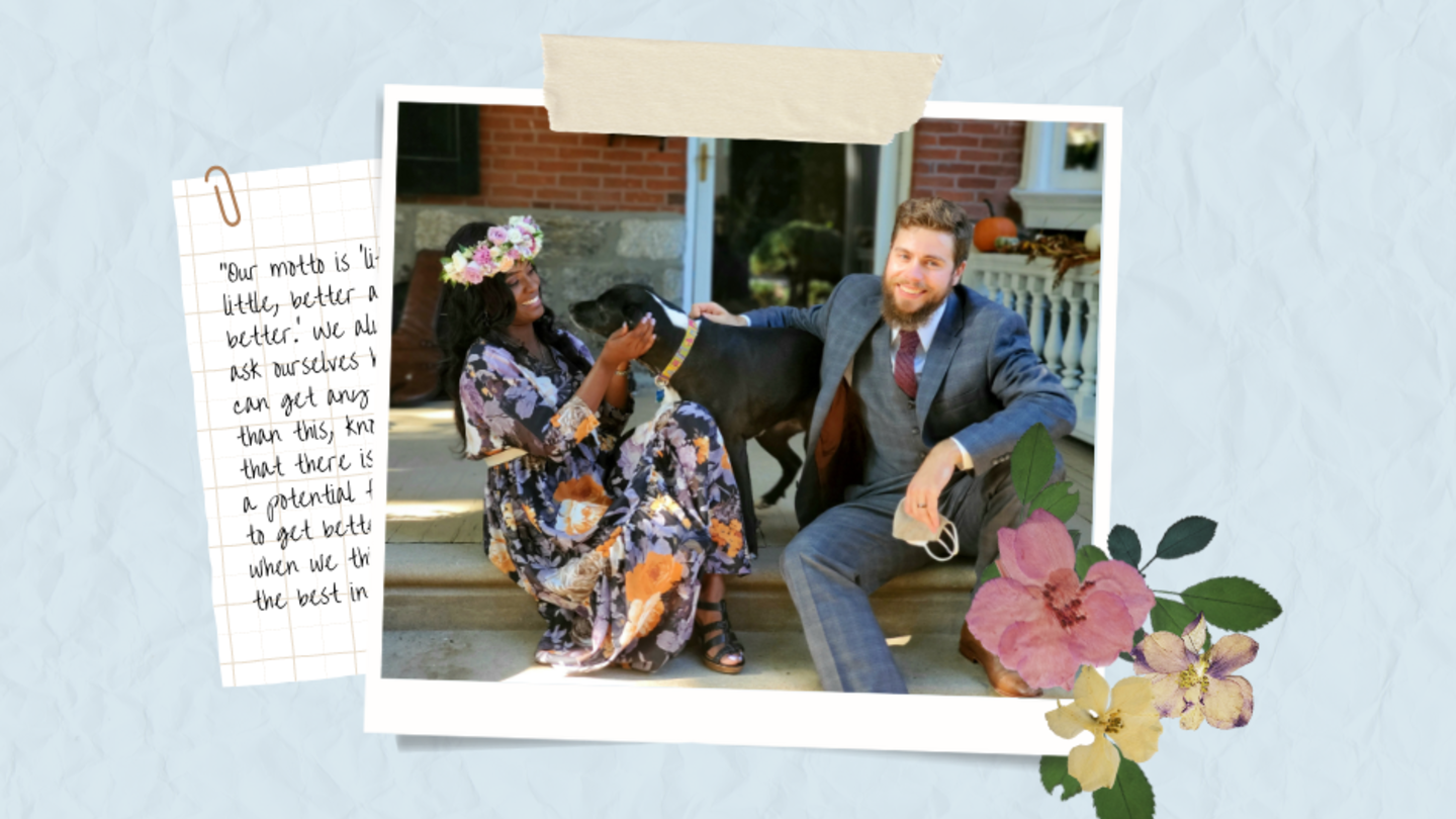 Shanae Bryan (left) and Chris Bryan (right) pose for the wedding portrait with their family dog. Little by Little, Better and Better: A #TempleMade Duo, Shanae Bryan and Chris Bryan