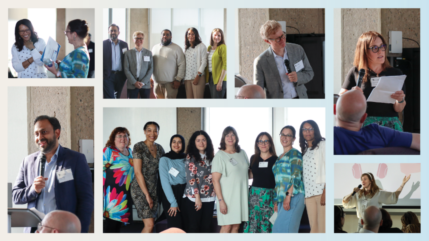 Wanda Brooks, literacy professor and chair of CEHD’s Department of Teaching and Learning, in the white top (top row, first photo from left); Kristie Newton, associate dean of educator preparation and P-12 partnerships, in the lime green top (top row, second photo from left); and Edward Epstein, TIP director (top row, third photo from left) Photo Collage of Spring 2025 Teachers Institute of Philadelphia Staff, Faculty and Fellows